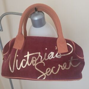 Victoria's Secret Burgundy and Tan Cosmetic Bag
